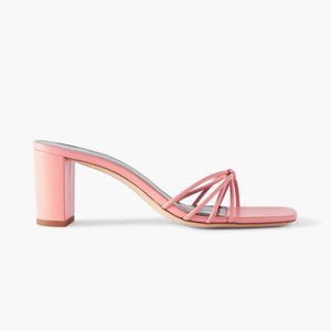Staud Pippa heels in grapefruit - pink leather strappy sandals with block heel